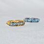 Blue Sapphire And Blue Topaz Pear Cut Half Eternity Band In Sterling Silver And Gold Vermeil, thumbnail 11 of 11
