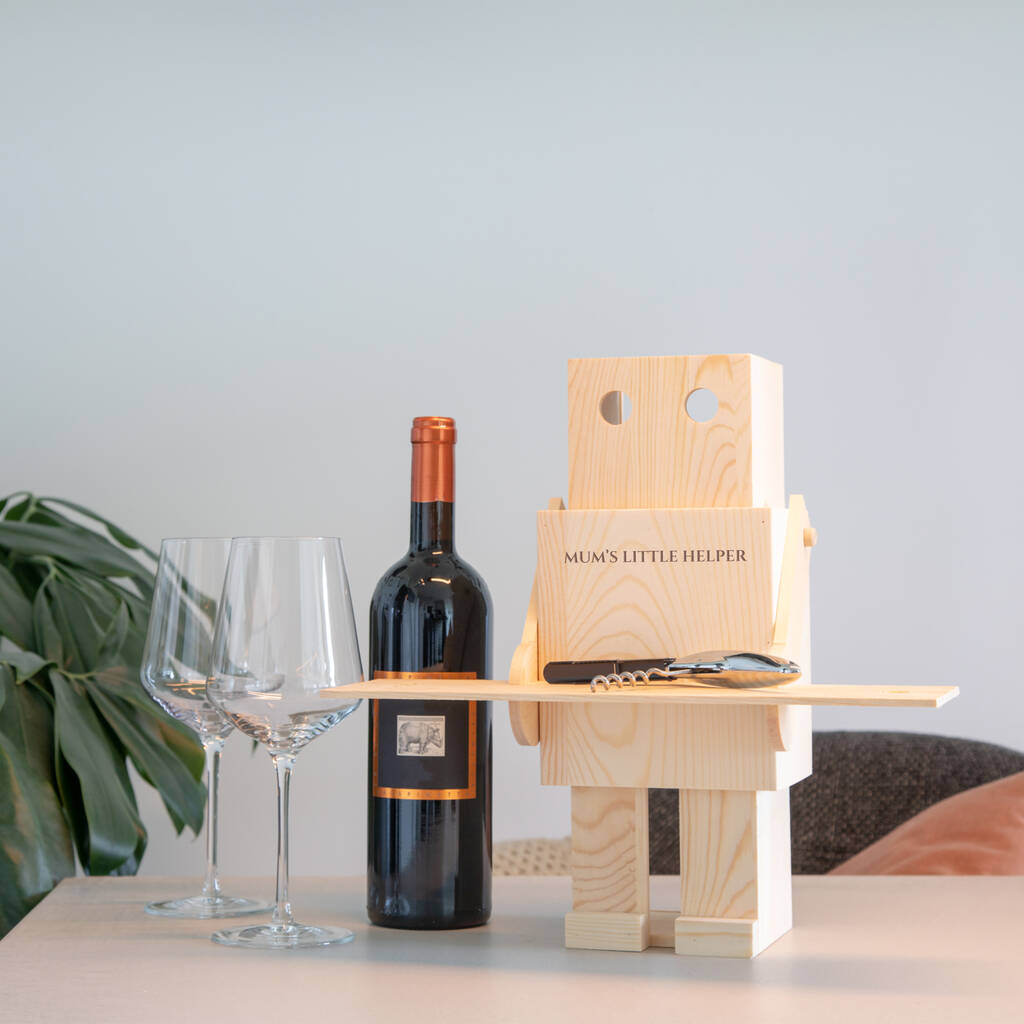 Personalised Robot Fsc Wooden Wine Box, 1 of 6