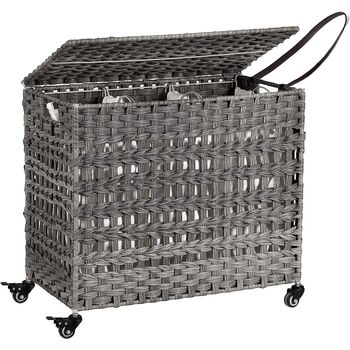 Handwoven Laundry Basket Rattan Clothes Hamper Bins, 3 of 7