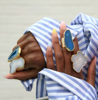 Ocean Blue 'Ultra Mega' Gold Plated Statement Ring, 4 of 6