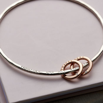 Personalised 9ct Gold And Silver Diamond Circle Bangle, 4 of 9