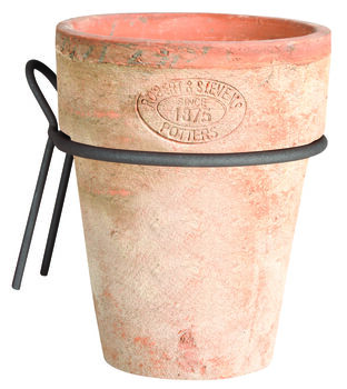 16cm Terracotta Flower Pot Planter With Metal Holder, 3 of 5