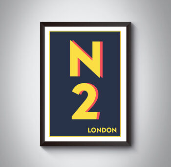 N2 Hampstead, Finchley London Postcode Print, 9 of 11