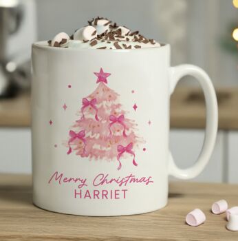 Personalised Pink Christmas Tree Mug, 3 of 4