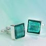 Murano Glass Square Silver Cufflinks, thumbnail 3 of 12