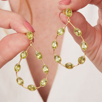 Emerald Stud Peardrop 18 K Gold Plated Silver Earrings, 6 of 11