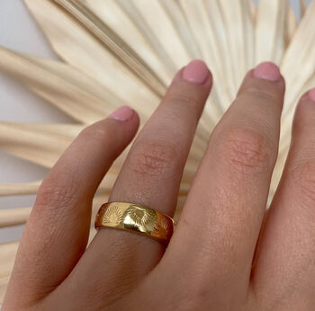 Chunky Palm Engraved Ring In 14k Gold Vermeil Plated, 3 of 10