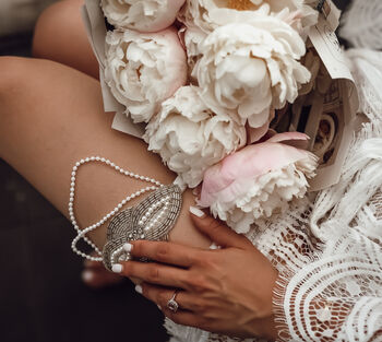 Luxury Silk And Pearl Wedding Garter, 4 of 5
