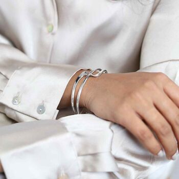 Sterling Silver Journey Cuff Bangle, 2 of 8