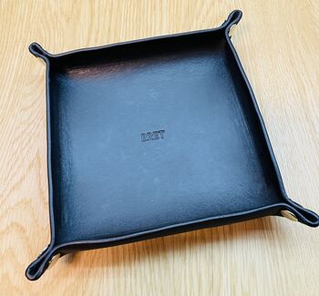Personalised Black Leather Desk Accessories Tray, 9 of 12