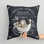 Personalised Whale And Friends Keepsake Birth Cushion, thumbnail 1 of 5