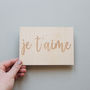 'Je T'aime' Wooden Valentine's Card, thumbnail 1 of 4