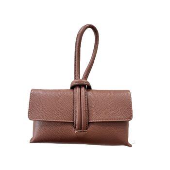 Leather Clutch Crossbody Bag With Knot Handle And Strap, 5 of 12