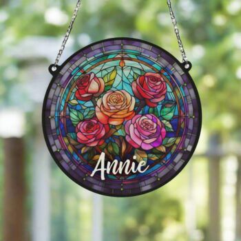 Roses Personalised Stained Glass Effect Suncatcher, 5 of 7