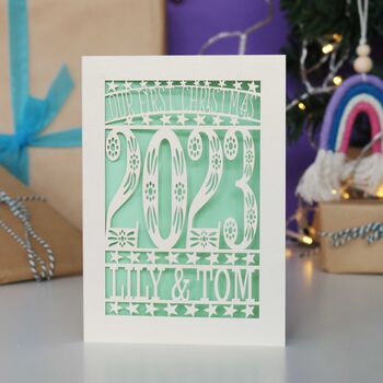 Our First Christmas 2023 Personalised Papercut Card, 8 of 11