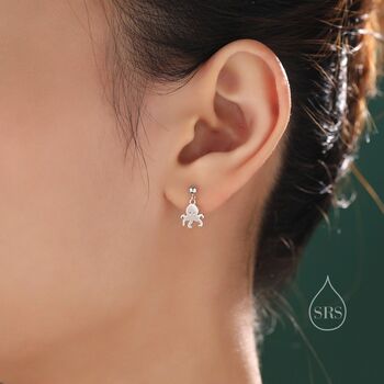Sterling Silver Cute Octopus Dangle Stud Earrings, 2 of 11