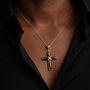 Personalised Sterling Silver Baltic Amber Cross Pendant Necklace, thumbnail 2 of 11