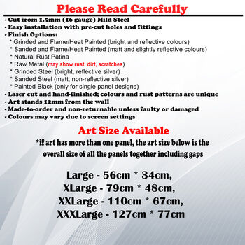 Modern Metal Tree Triptych Wall Art Panel Set For Living Room Or Hallway Decor, 3 of 11