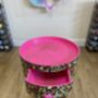 Pink Leopard Print Round Wooden Side Table With Drawer, thumbnail 4 of 10