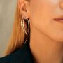 Beaded Pull Through Sterling Silver Earrings Gold, thumbnail 3 of 5