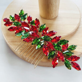 Christmas Green And Red Hair Comb, 2 of 5