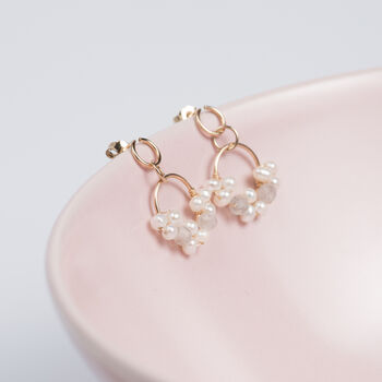 Delicate Floral Drop Earrings With Pearls, 5 of 10