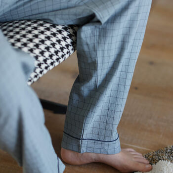 Personalised Men’s Pure Cotton Pyjama Set – Blue Check Comfort, 9 of 9