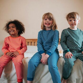 Organic Cotton Stripe Kids Pyjamas, 3 of 7