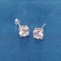 Silver Single Cz Stone Stud Earrings, 925 Sterling Silver, thumbnail 1 of 8