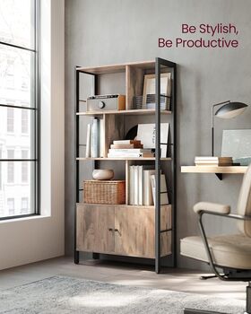 Four Tier Bookcase Industrial Style Storage Unit, 4 of 12