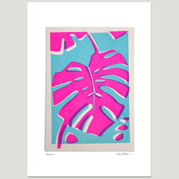 Hot Pink Monstera Fabric Screen Print, 4 of 4