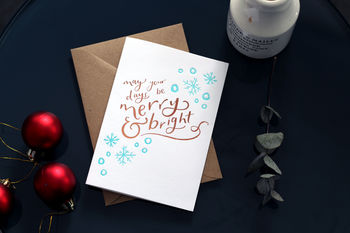 'Merry & Bright' Letterpress Christmas Card, 2 of 2