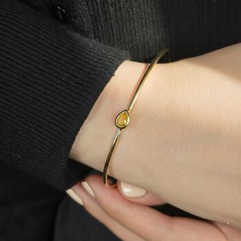 Citrine November Birthstone Gold Plated Bangle, 3 of 5