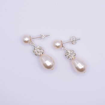 Diamante And Pearl Drop Earrings, 3 of 5