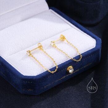 Sterling Silver Cz With Chain Ear Jacket, 2 of 11
