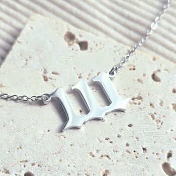 111 Angel Numbers Necklace In Stainless Steel With Adjustable Chain, 5 of 7