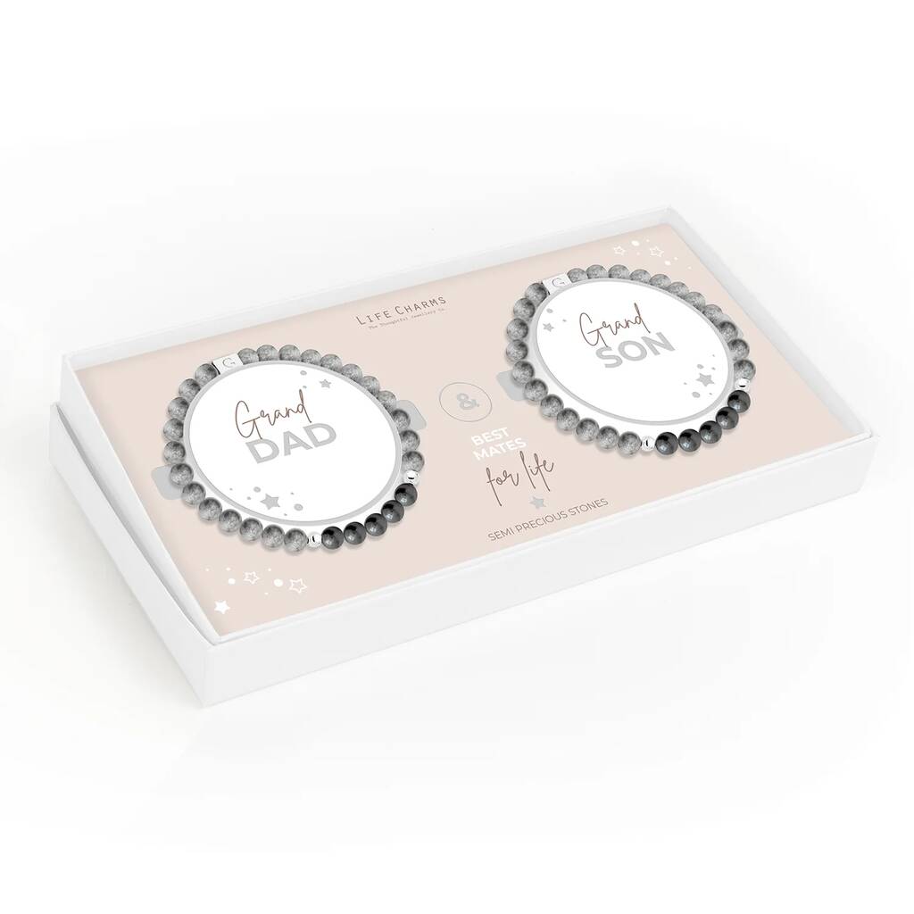 Granddad And Grandson Semi Precious Stones Bracelet Set, 1 of 3