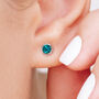 Sterling Silver December Blue Topaz Birthstone Stud Earrings, thumbnail 2 of 9