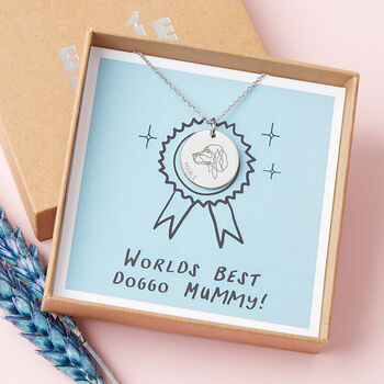 Worlds Best Dog Mum Personalised Dog Breed Silver Plated Necklace, 9 of 12