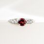 Garnet Five Stone Ring In Sterling Silver And Gold Vermeil, thumbnail 1 of 12