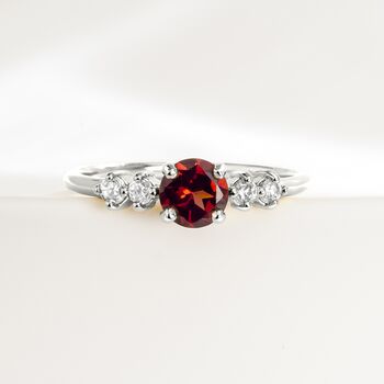 Garnet Five Stone Ring In Sterling Silver And Gold Vermeil, 2 of 12