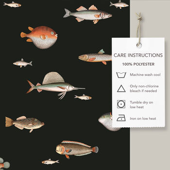 Vintage Fish Illustration Fabric Shower Curtain, 2 of 4