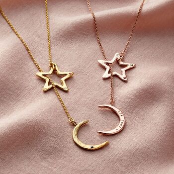 Confetti Birthstone Moon And Star Lariat Necklace, 6 of 9