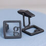 Personalised Initial Cufflinks. Oxidised Sterling Silver Black Monogram, thumbnail 1 of 10