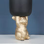 Gold Tone Bunny Hare With Black Plant Pot, thumbnail 3 of 4