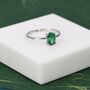 Sterling Silver One Carat Emerald Green Cz Oval Cut Ring, thumbnail 4 of 11