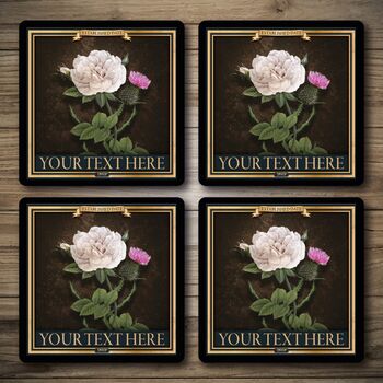 Personalised Bar Runner And Coasters Rose And Thistle, 3 of 8