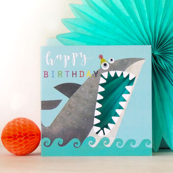 Laser Cut Shark Birthday Card, 4 of 5