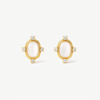 Women's White Pearl Heirloom Stud Earrings In 18k Gold, 2 of 5
