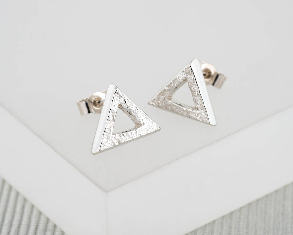 Geometric Triangle Solid Silver Studs By Nicola Hurst Designer